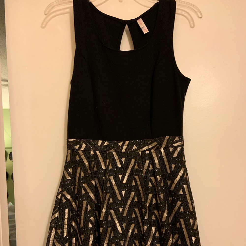 Black and gold mini dress